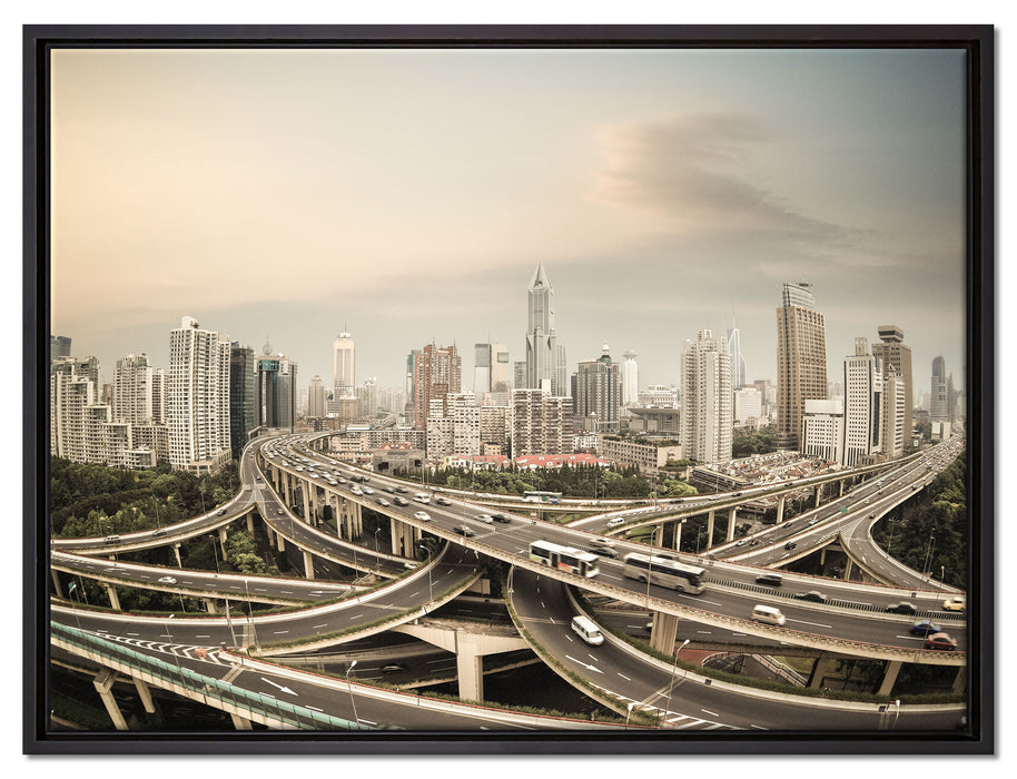 Beeindruckende Shanghai Autobahn auf Leinwandbild gerahmt Größe 80x60
