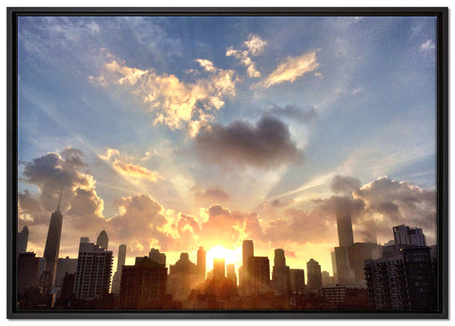 Chicago Skyline im Sonnenaufgang auf Leinwandbild gerahmt Größe 100x70