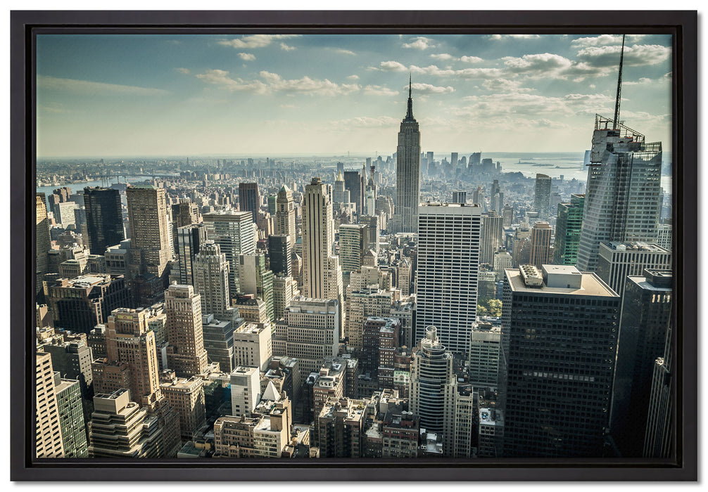 New York bei Tag auf Leinwandbild gerahmt Größe 60x40