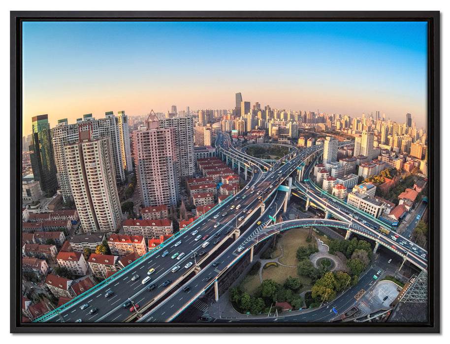 Blick auf Autobahn auf Leinwandbild gerahmt Größe 80x60