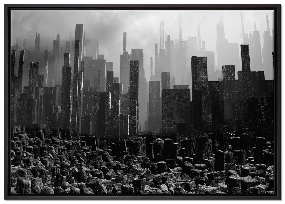 Stadt in Trümmern auf Leinwandbild gerahmt Größe 100x70