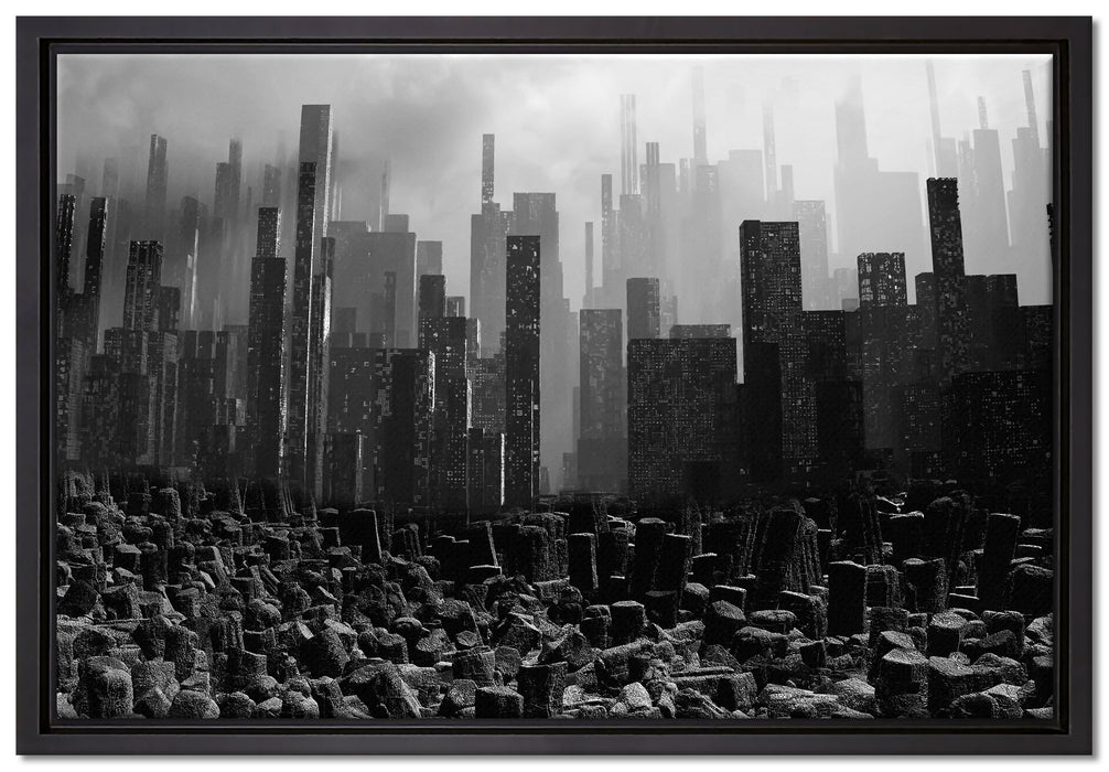 Stadt in Trümmern auf Leinwandbild gerahmt Größe 60x40