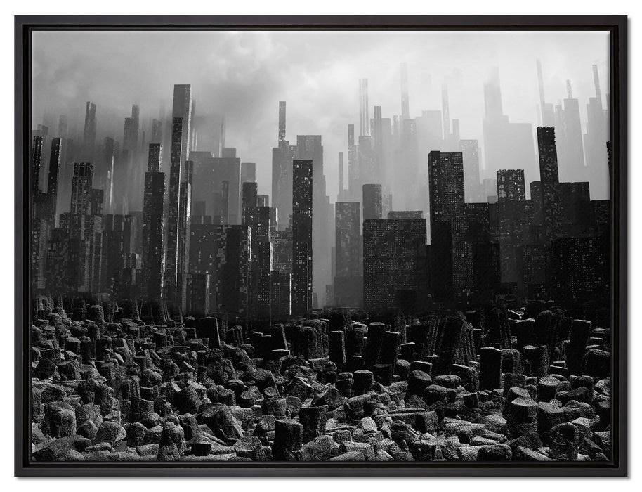 Stadt in Trümmern auf Leinwandbild gerahmt Größe 80x60