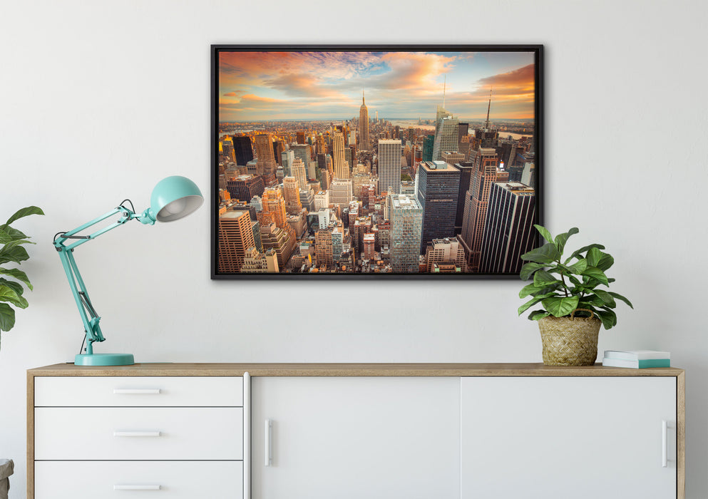 Skyline von New York auf Leinwandbild gerahmt verschiedene Größen im Wohnzimmer