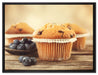 Muffins mit Blaubeeren auf Leinwandbild gerahmt Größe 80x60