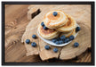 Pancakes mit Blaubeeren auf Leinwandbild gerahmt Größe 60x40