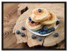 Pancakes mit Blaubeeren auf Leinwandbild gerahmt Größe 80x60