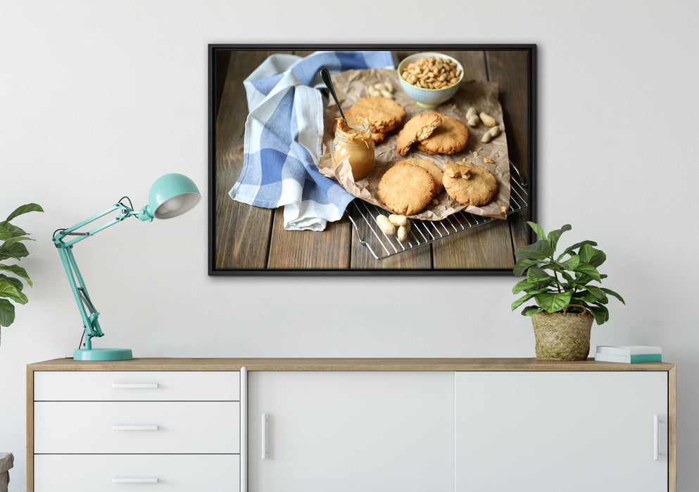 Plätzchen mit Erdnussbutter auf Leinwandbild gerahmt verschiedene Größen im Wohnzimmer