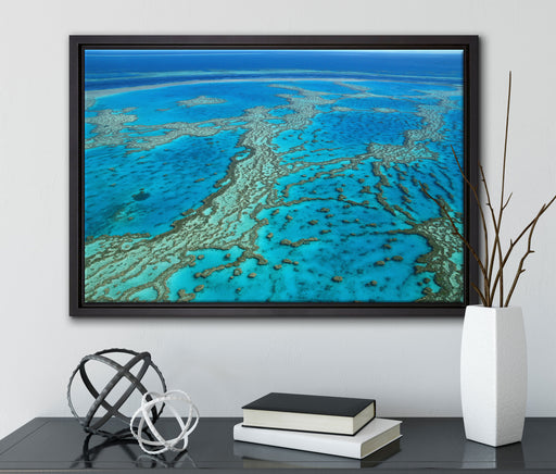 Wunderschöne Ozean Riffe auf Leinwandbild gerahmt mit Kirschblüten