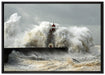 Leuchtturm im Sturm auf Leinwandbild gerahmt Größe 100x70