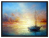 Schönes Gemälde eines Bootes auf Leinwandbild gerahmt Größe 80x60