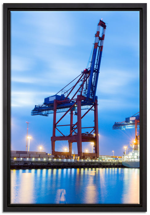 Containerkran im Hafen auf Leinwandbild gerahmt Größe 60x40
