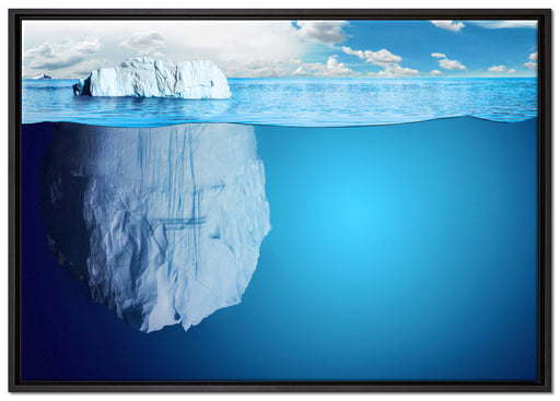 Riesiger Eisberg unter Wasser auf Leinwandbild gerahmt Größe 100x70