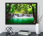 Kleiner Wasserfall im Dschungel auf Leinwandbild gerahmt mit Kirschblüten