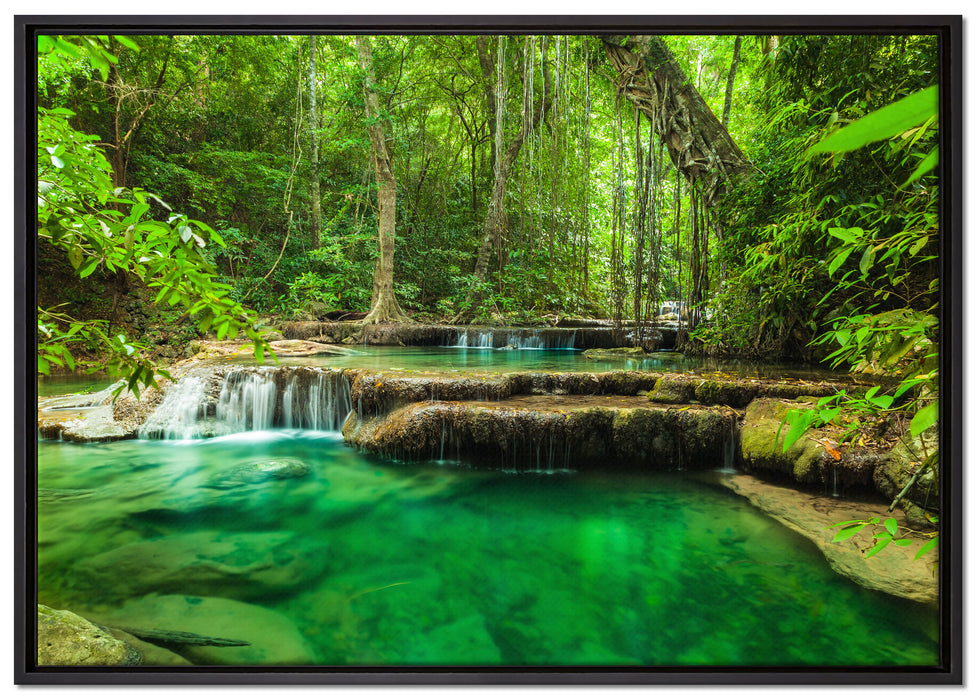 Tropischer Fluss auf Leinwandbild gerahmt Größe 100x70