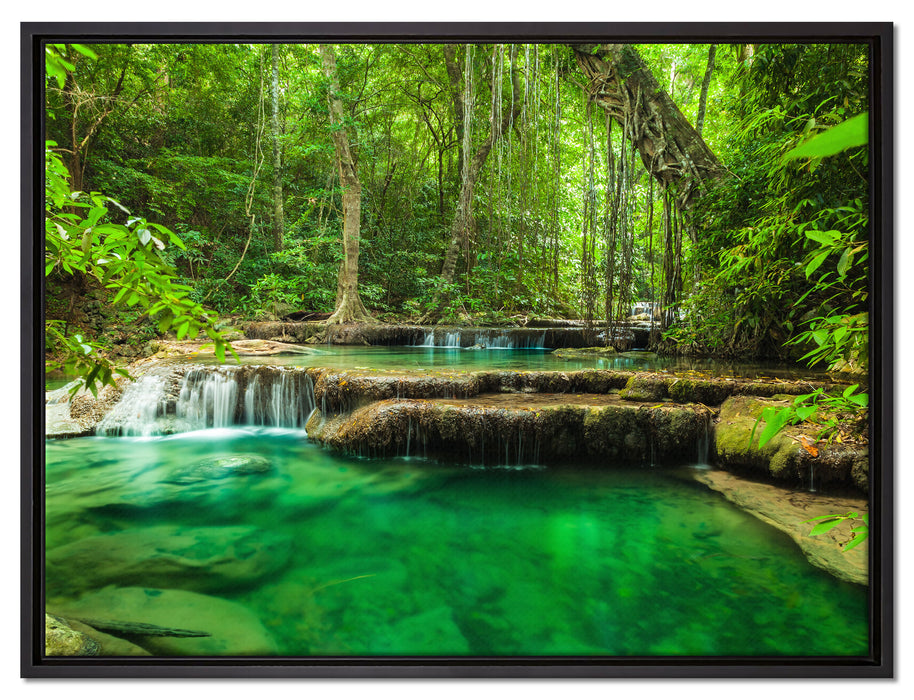 Tropischer Fluss auf Leinwandbild gerahmt Größe 80x60