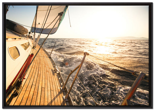 Segelboot im Meer auf Leinwandbild gerahmt Größe 100x70