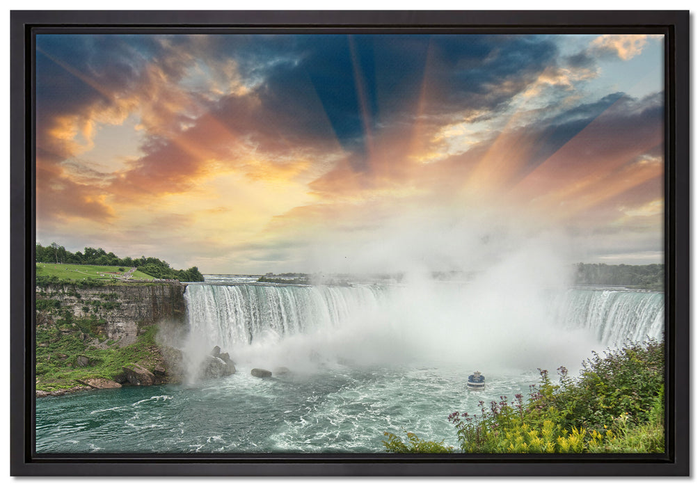 Niagarafälle bei Sonnenuntergang auf Leinwandbild gerahmt Größe 60x40