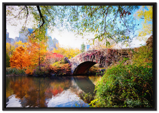 Brücke im Central Park auf Leinwandbild gerahmt Größe 100x70
