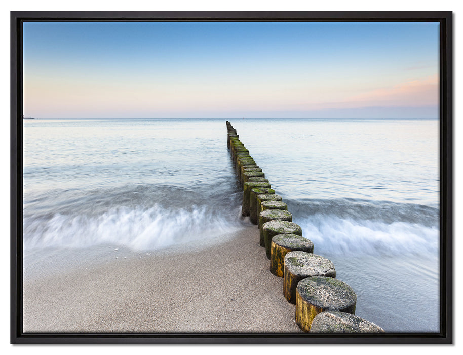 Baumstümpfe die ins Meer führen auf Leinwandbild gerahmt Größe 80x60