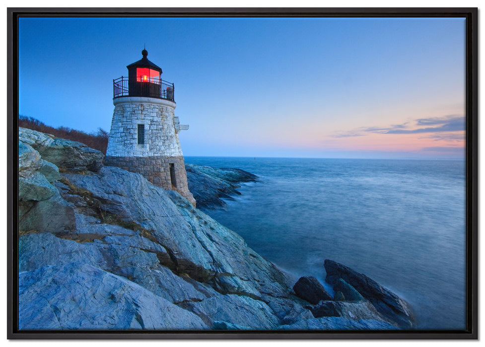 Kleiner dicker Leuchtturm auf Leinwandbild gerahmt Größe 100x70