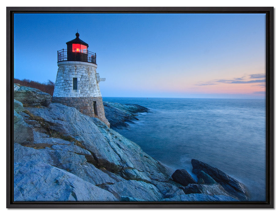 Kleiner dicker Leuchtturm auf Leinwandbild gerahmt Größe 80x60