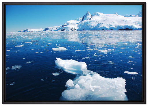 Eisbrocken im Meer auf Leinwandbild gerahmt Größe 100x70