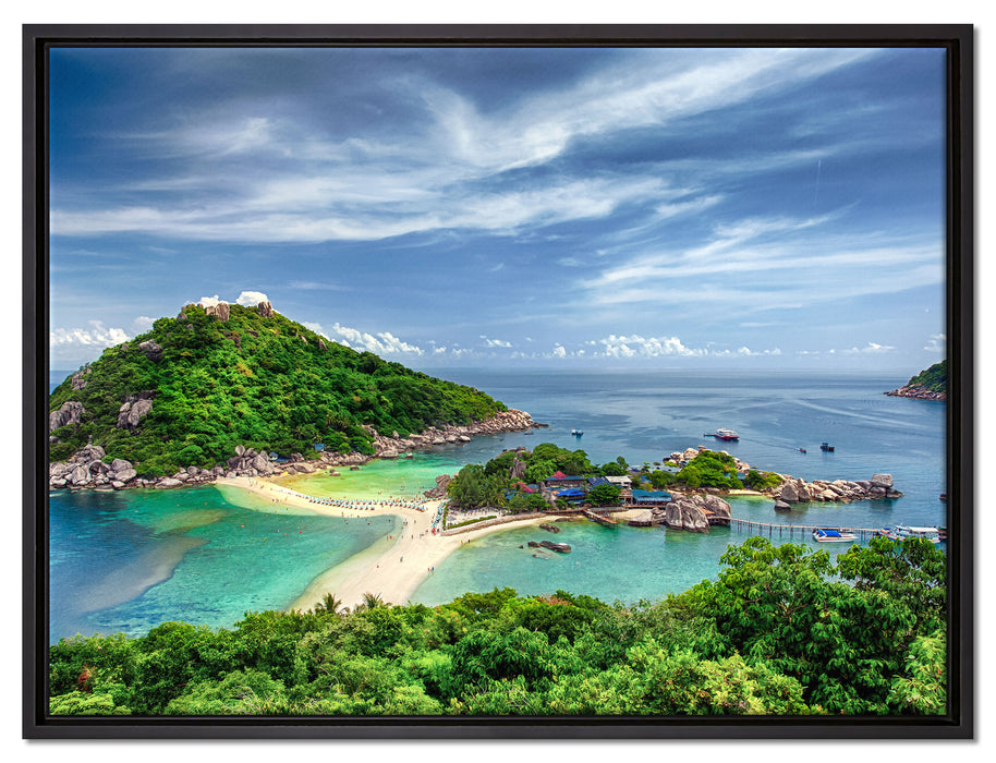 Inselstadt im Pazifik auf Leinwandbild gerahmt Größe 80x60