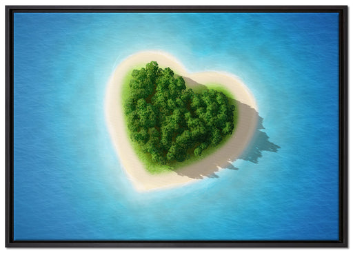Herzförmige Insel auf Leinwandbild gerahmt Größe 100x70