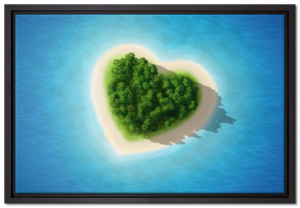 Herzförmige Insel auf Leinwandbild gerahmt Größe 60x40