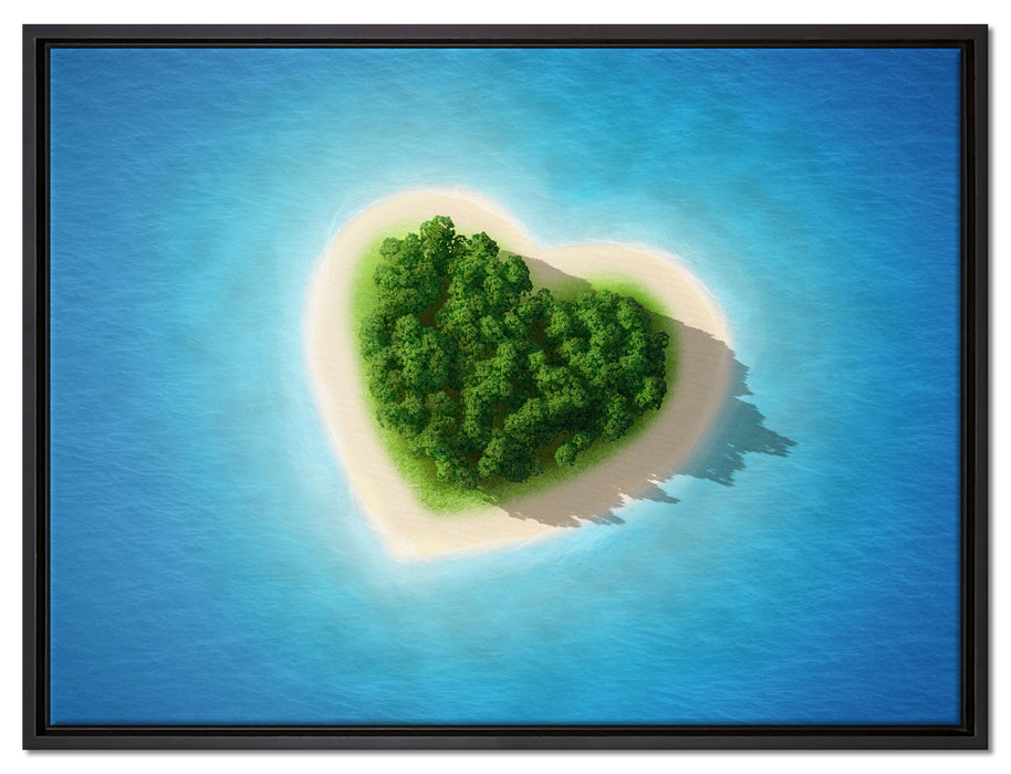 Herzförmige Insel auf Leinwandbild gerahmt Größe 80x60