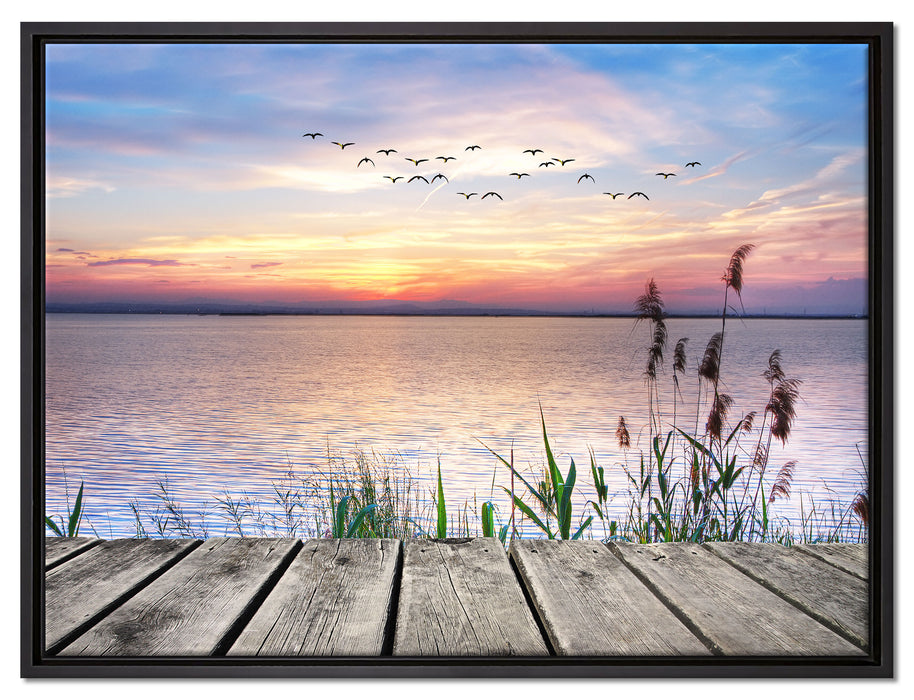 Steg mit Ausblick aufs Meer auf Leinwandbild gerahmt Größe 80x60