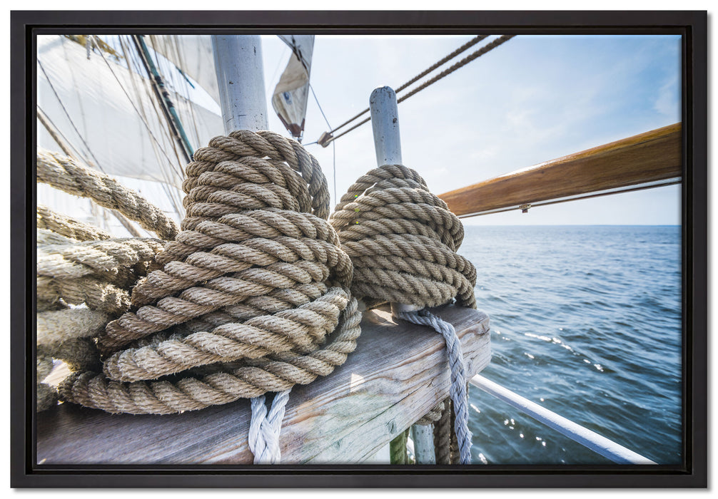 Tau auf einem Schiff auf Leinwandbild gerahmt Größe 60x40