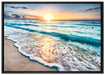 Meer bei Sonnenuntergang auf Leinwandbild gerahmt Größe 100x70