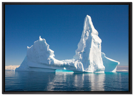 Riesiger kunstvoller Eisberg auf Leinwandbild gerahmt Größe 100x70