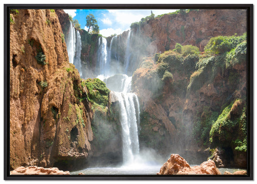 Spektakulärer Wasserfall auf Leinwandbild gerahmt Größe 100x70