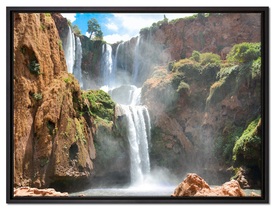 Spektakulärer Wasserfall auf Leinwandbild gerahmt Größe 80x60