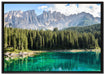 Wunderschöner klarer Bergsee auf Leinwandbild gerahmt Größe 100x70