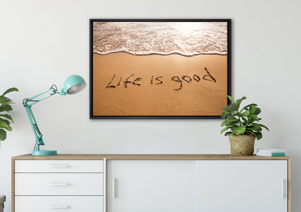 Sand Life is good auf Leinwandbild gerahmt verschiedene Größen im Wohnzimmer