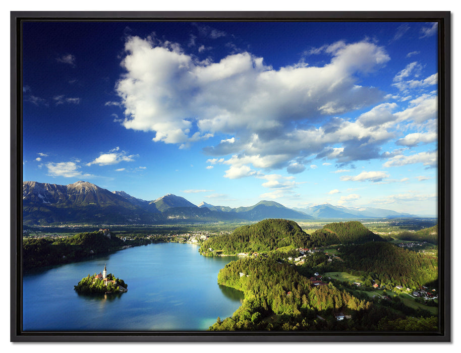 Atemberaubende Seen Landschaft auf Leinwandbild gerahmt Größe 80x60
