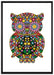 Eule aus Blumen Ornamenten auf Leinwandbild gerahmt Größe 100x70