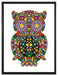 Eule aus Blumen Ornamenten auf Leinwandbild gerahmt Größe 80x60