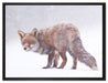 Roter Fuchs im Schneegestöber auf Leinwandbild gerahmt Größe 80x60
