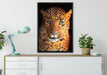 Stolzer Leopard auf Leinwandbild gerahmt verschiedene Größen im Wohnzimmer