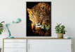 Anmutiger Leopard auf Leinwandbild gerahmt verschiedene Größen im Wohnzimmer