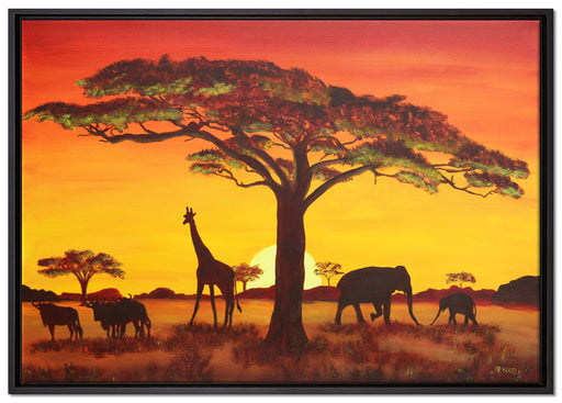 Savanne Kunst auf Leinwandbild gerahmt Größe 100x70