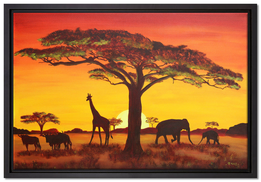 Savanne Kunst auf Leinwandbild gerahmt Größe 60x40