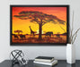 Savanne Kunst auf Leinwandbild gerahmt mit Kirschblüten