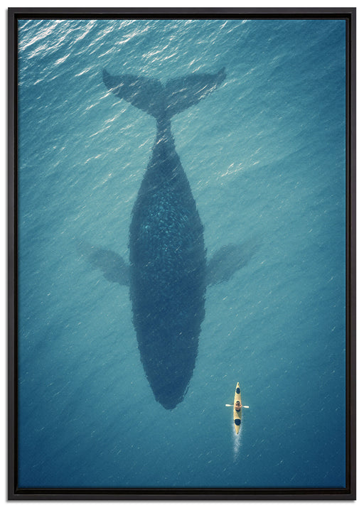 Riesiger Wal Schatten auf Leinwandbild gerahmt Größe 100x70