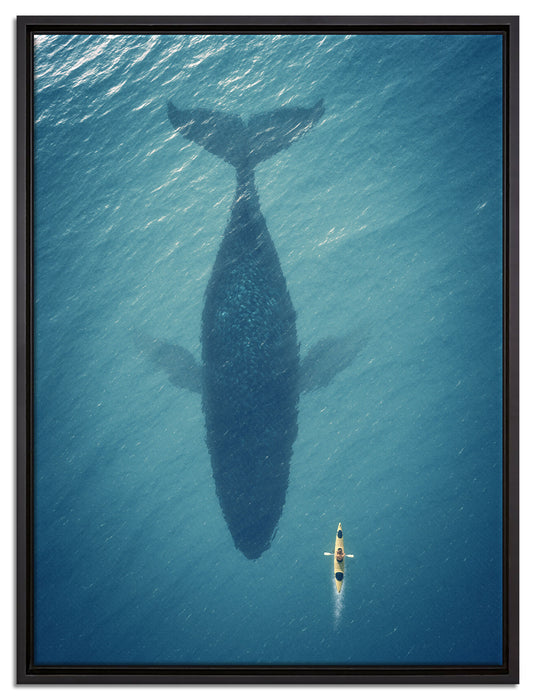 Riesiger Wal Schatten auf Leinwandbild gerahmt Größe 80x60